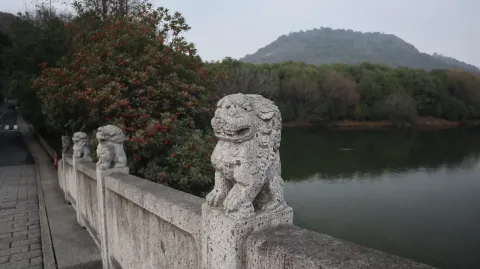 湘湖，桥上的石雕
