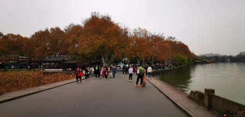 西湖边的游人