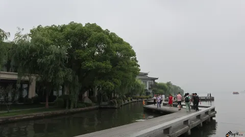 西湖边游玩的人